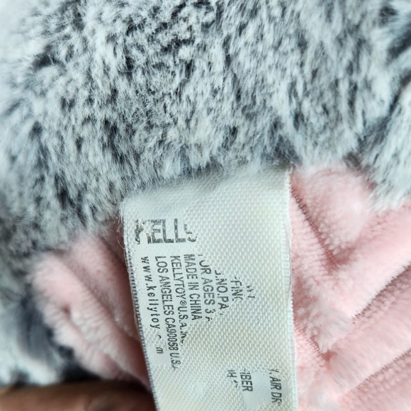 KELLYTOY GRAY & PINK STUFFED ANIMAL ELEPHANT 14" PLUSH w/HEART ON FOOT - Picture 9 of 10